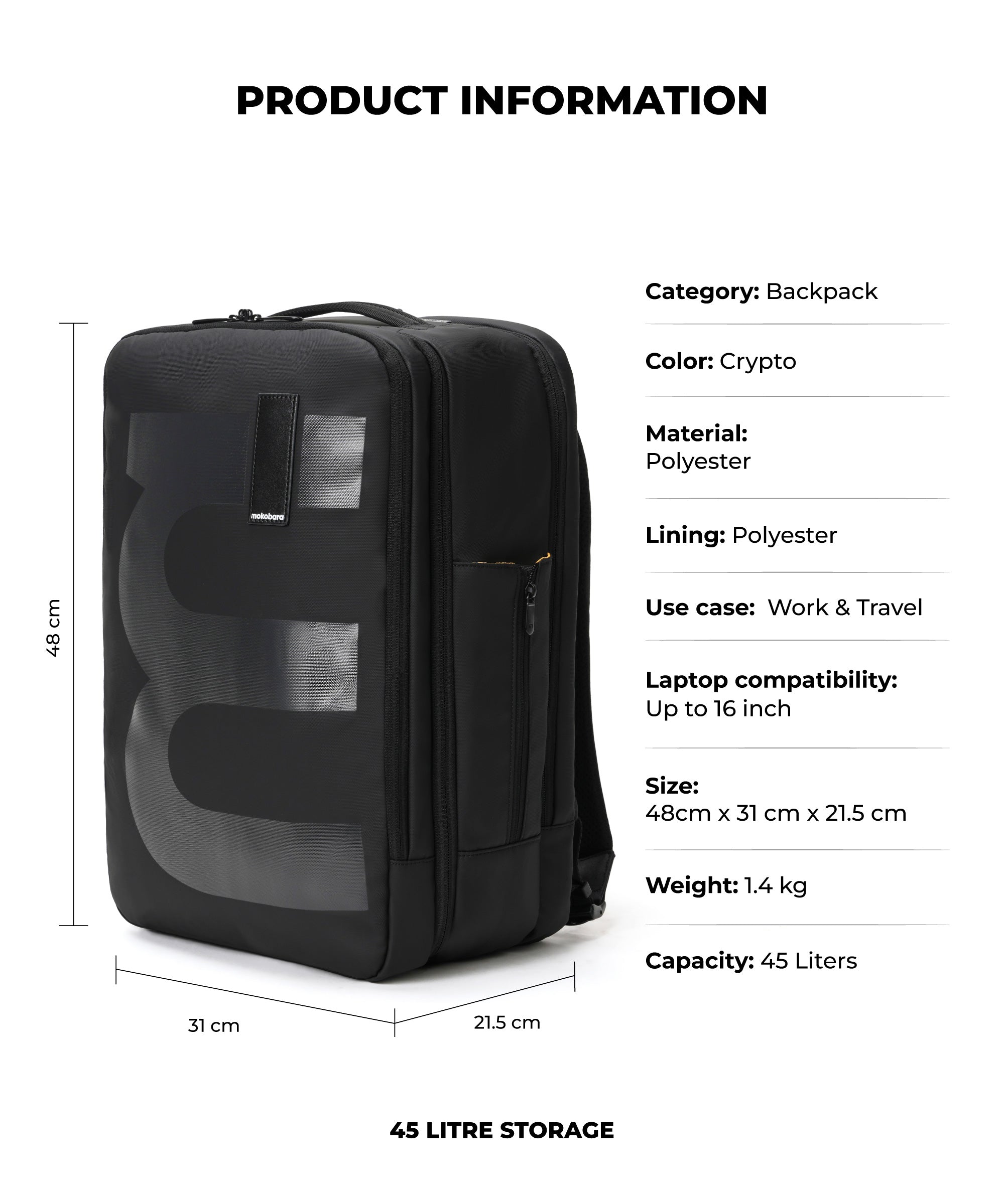 Color_Crypto 2.0 | The Em Travel Backpack - 45L