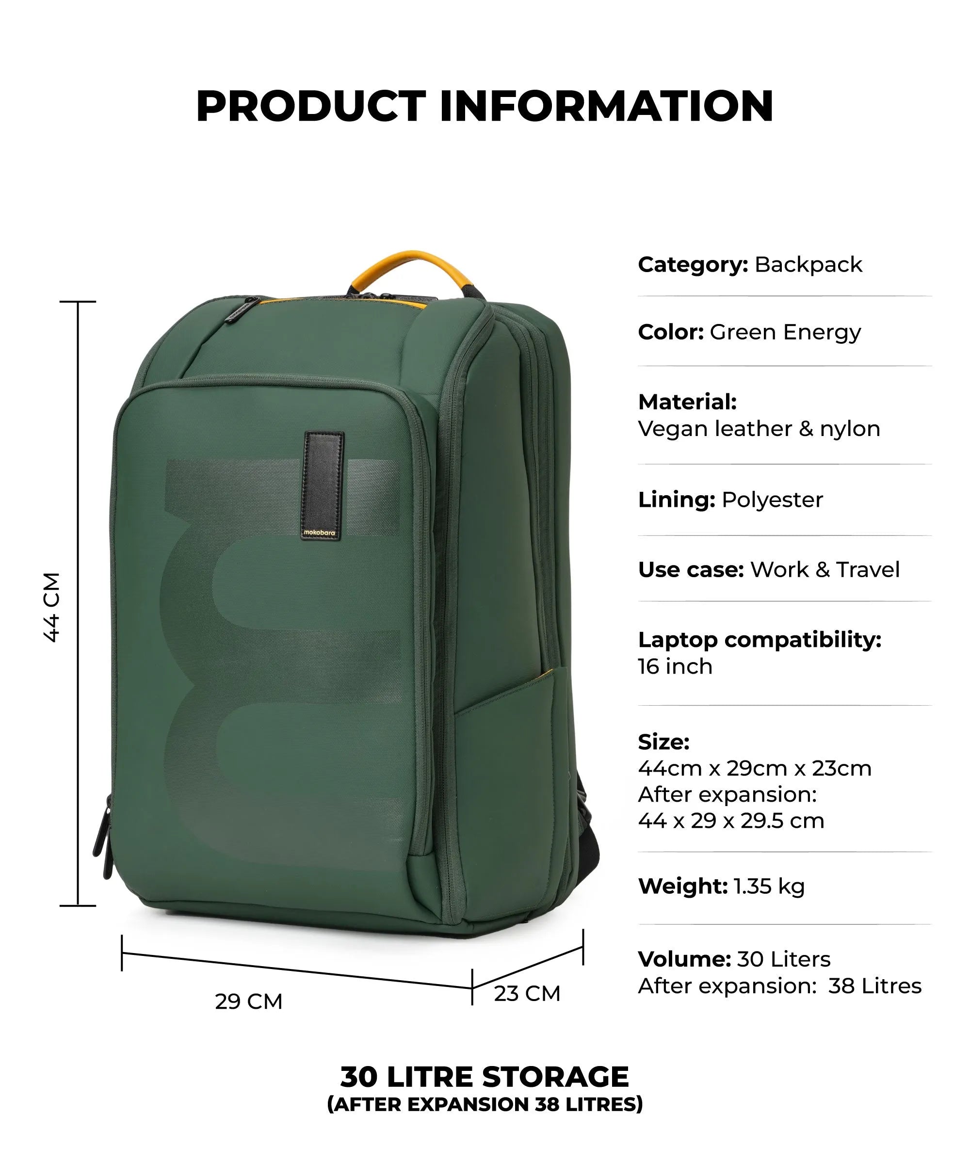 Color_Green Energy | The Em Telescope Backpack - 38 L